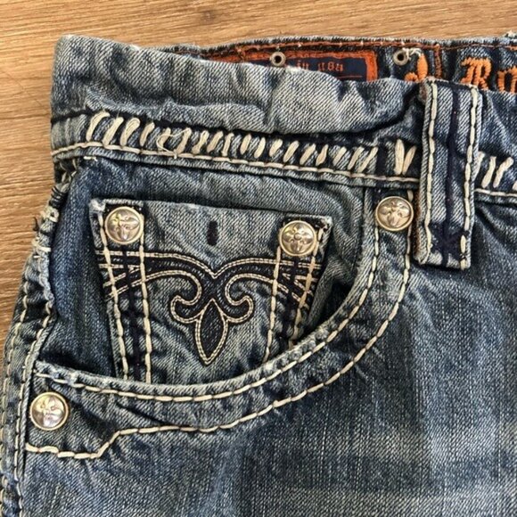 Rock Revival Justin Relaxed Straight Jeans Sz 33 - Picture 5 of 16